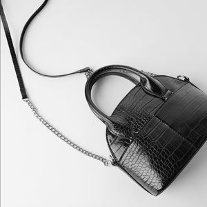 Zara embossed mini bowling bag